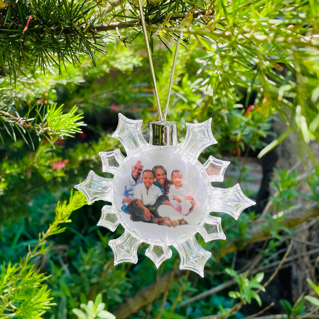 Photo Christmas Tree Decoration - Snowflake Design Clear Photo Decoration (5.5 cm) - No Print